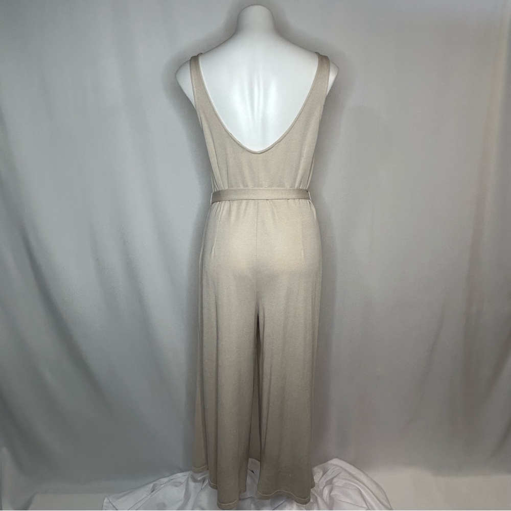 Bershka Beige Button Down Jumpsuit with‎ Tie Waist, Medium - Picture 2 of 16